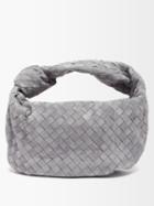 Bottega Veneta - Jodie Teen Intrecciato-suede Shoulder Bag - Womens - Grey