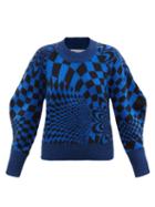 Stella Mccartney - Geometric-intarsia Virgin Wool-blend Sweater - Womens - Blue
