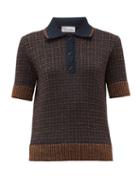 Matchesfashion.com Redvalentino - Lurex Check Knitted Polo Shirt - Womens - Navy Multi