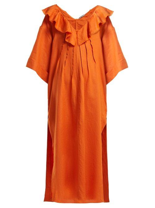 Matchesfashion.com Three Graces London - Inez Linen Kaftan - Womens - Orange