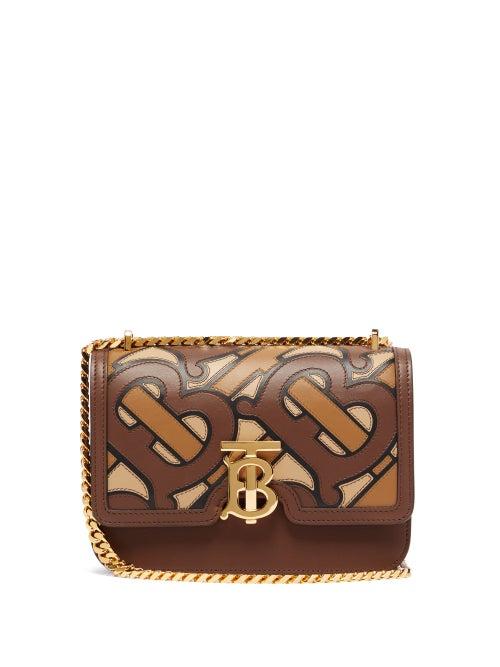Matchesfashion.com Burberry - Tb Monogram Appliqu Leather Cross Body Bag - Womens - Brown Multi