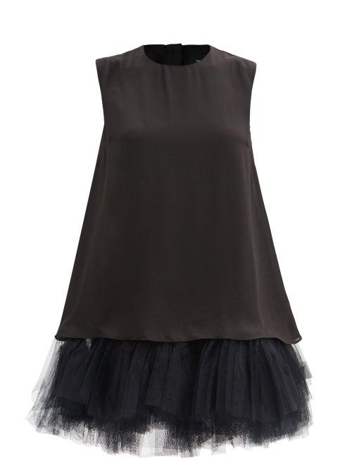 Simone Rocha - Georgette Tulle-underskirt Crepe Mini Dress - Womens - Black