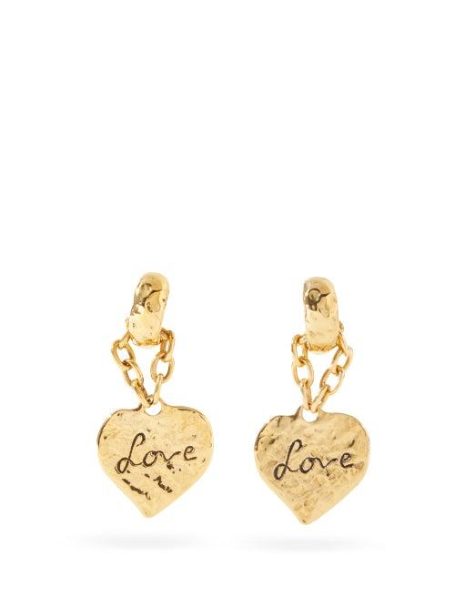 Matchesfashion.com Saint Laurent - Love Heart Clip Earrings - Womens - Gold