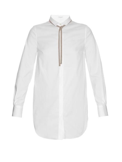 Brunello Cucinelli Neck-tie Cotton-blend Poplin Shirt