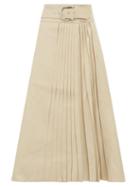 Matchesfashion.com Dodo Bar Or - Estelle Pleated Leather Skirt - Womens - Ivory