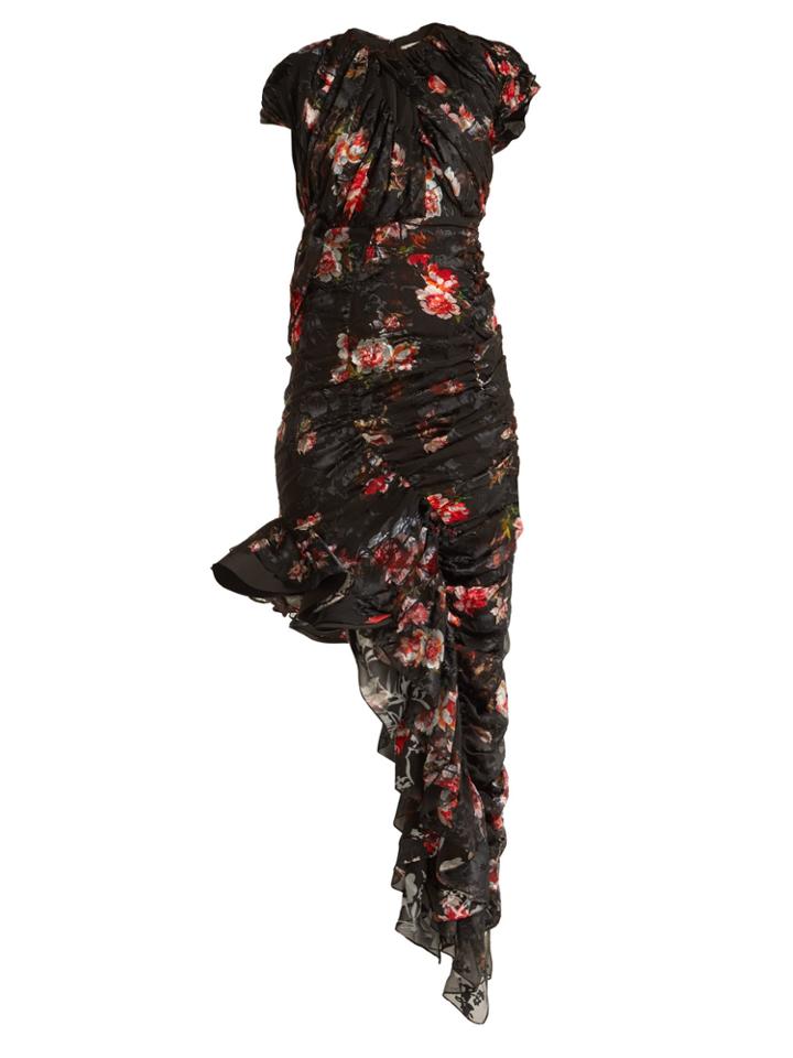 Preen By Thornton Bregazzi Ginny Gathered Silk-blend Chiffon Dress