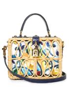 Dolce & Gabbana Dolce Box Majolica-print Snakeskin And Wicker Bag