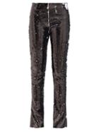 Marques'almeida - Upcycled Two-way Sequinned Tulle Flared Trousers - Womens - Black Multi