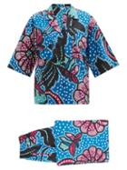 Matchesfashion.com Rhode - Oscar Floral-print Cotton Shirt And Trousers Set - Womens - Blue Print