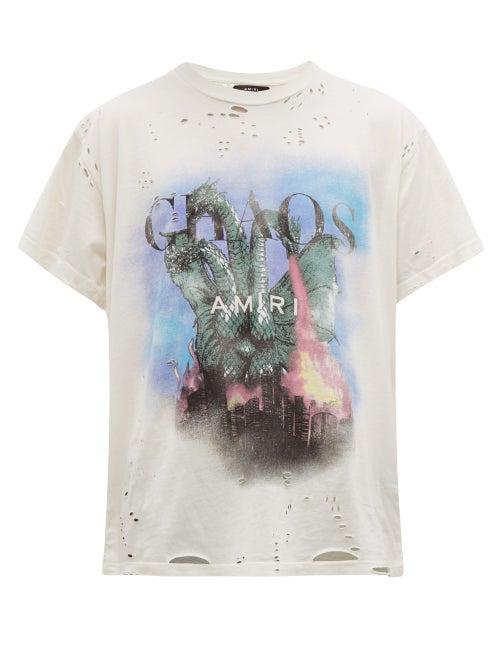 Matchesfashion.com Amiri - City Dragon Cotton T Shirt - Mens - White Multi