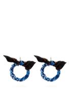 Matchesfashion.com Balenciaga - Silk Twill Hoop Drop Earrings - Womens - Blue