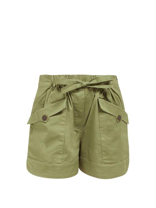 Matchesfashion.com Sea - Tula Drawstring Waist Cotton Blend Shorts - Womens - Khaki