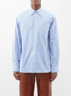 Marni - Ric Rac-trim Striped Cotton-poplin Shirt - Mens - Light Blue