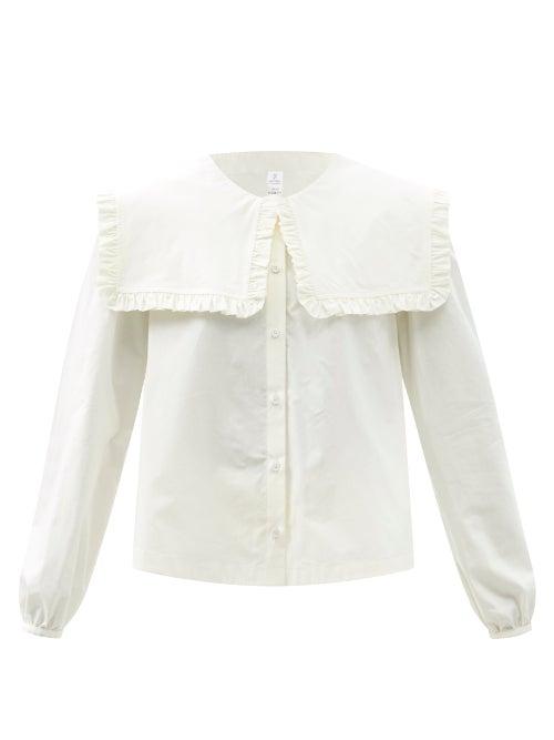 Ladies Rtw Molly Goddard - Melanie Frilled-collar Cotton-poplin Blouse - Womens - Cream