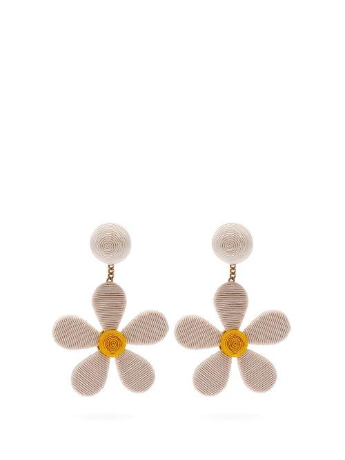 Matchesfashion.com Rebecca De Ravenel - Daisy Cord Clip On Earrings - Womens - White