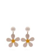Matchesfashion.com Rebecca De Ravenel - Daisy Cord Clip On Earrings - Womens - White