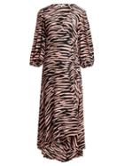 Matchesfashion.com Ganni - Lindale Tiger Print Wrap Dress - Womens - Black Multi