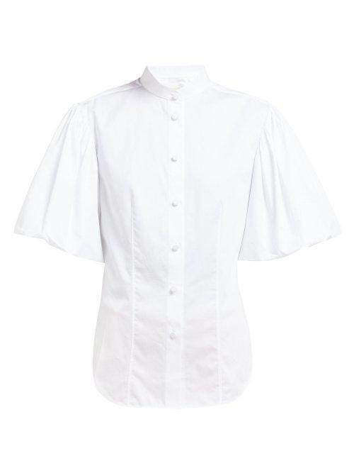 Matchesfashion.com Khaite - Doma Balloon Sleeve Cotton Poplin Shirt - Womens - White
