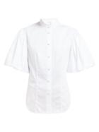 Matchesfashion.com Khaite - Doma Balloon Sleeve Cotton Poplin Shirt - Womens - White
