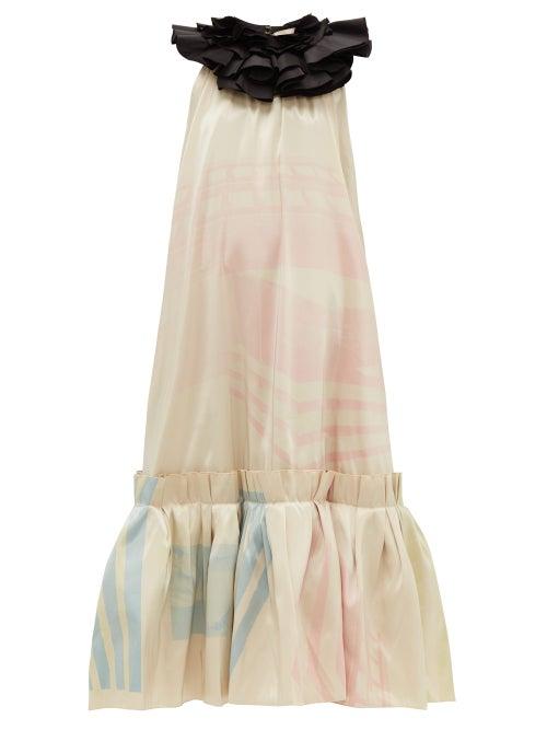 Matchesfashion.com Roksanda - Claudie Ruffled Abstract Print Gown - Womens - Multi