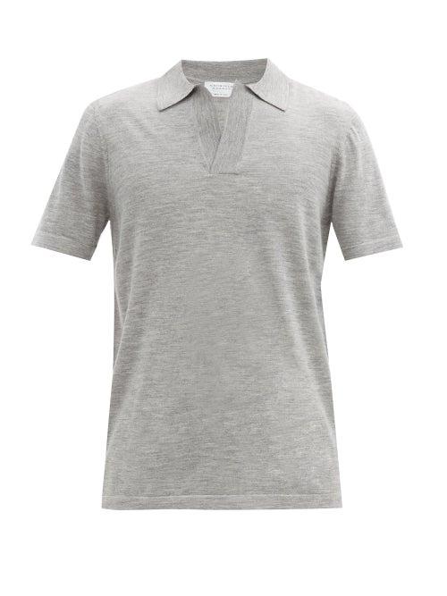 Matchesfashion.com Gabriela Hearst - Jinete Open-collar Wool Polo Shirt - Mens - Grey