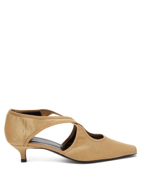 Matchesfashion.com By Far - Adele Cut Out Twill Pumps - Womens - Beige