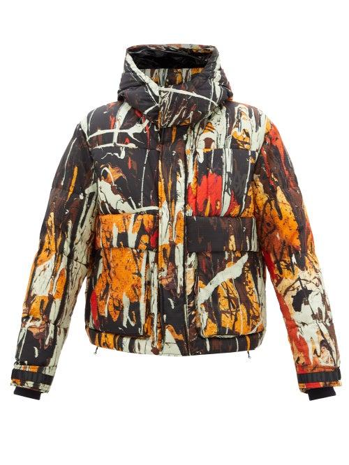 Amiri - Paint-splatter Down-filled Shell Jacket - Mens - Orange