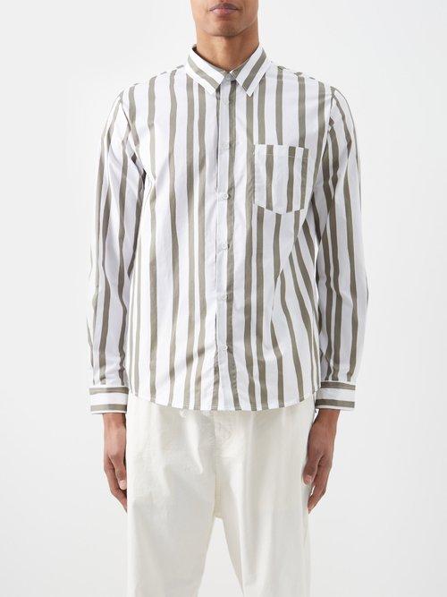 A.p.c. - Mathieu Striped Cotton-poplin Shirt - Mens - Khaki Stripe