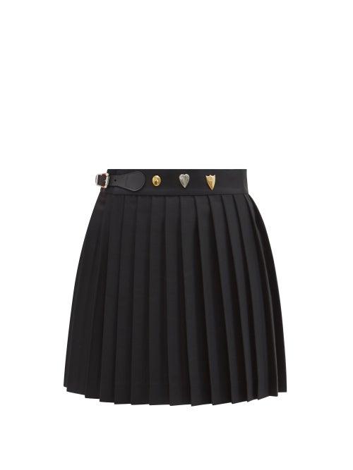 Matchesfashion.com Charles Jeffrey Loverboy - Studded Pleated Wool-twill Mini Kilt Skirt - Womens - Black