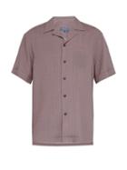 Matchesfashion.com Frescobol Carioca - Pepe Zigzag Print Cuban Collar Shirt - Mens - Brown Multi