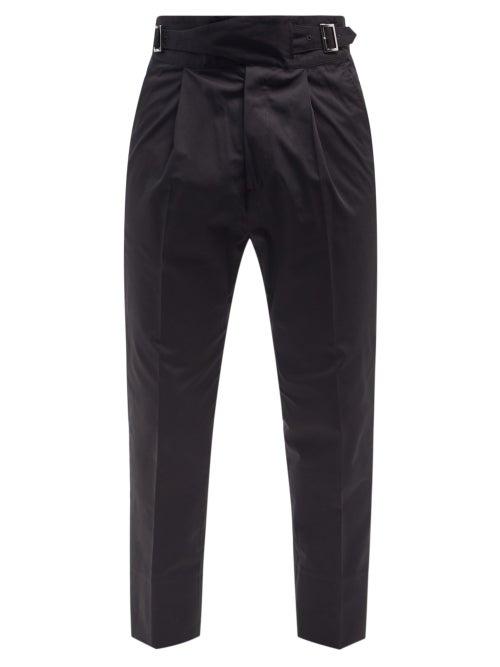 Mens Rtw Dsquared2 - Buckled-waistband Cotton-blend Twill Trousers - Mens - Black