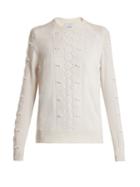 Matchesfashion.com Barrie - Fluttering Lace Crew Neck Cashmere Sweater - Womens - Ivory