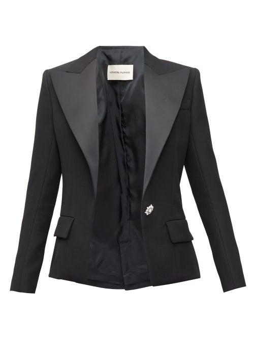 Matchesfashion.com Alexandre Vauthier - Crystal-button Grain-de-poudre Wool Jacket - Womens - Black
