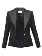 Matchesfashion.com Alexandre Vauthier - Crystal-button Grain-de-poudre Wool Jacket - Womens - Black