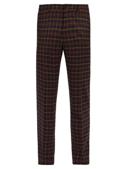 Matchesfashion.com Connolly - High Rise Wool Check Trousers - Mens - Navy Multi