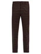 Matchesfashion.com Connolly - High Rise Wool Check Trousers - Mens - Navy Multi
