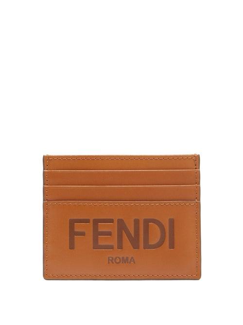 Mens Accessories Fendi - Logo-debossed Leather Cardholder - Mens - Tan