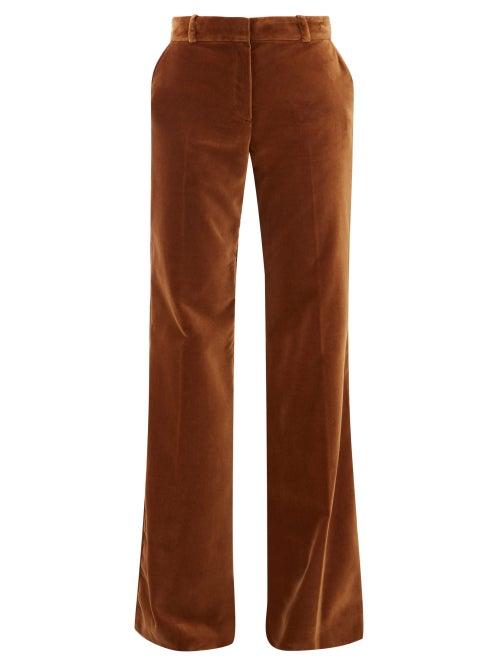 Matchesfashion.com Bella Freud - David Wide Leg Velvet Trousers - Womens - Mid Brown