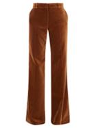 Matchesfashion.com Bella Freud - David Wide Leg Velvet Trousers - Womens - Mid Brown