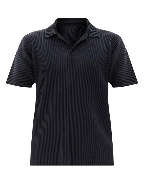 Matchesfashion.com Homme Pliss Issey Miyake - Technical-pleated Polo Shirt - Mens - Navy