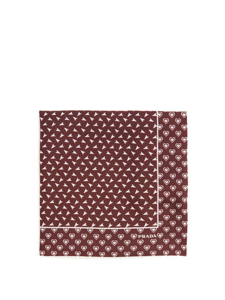 Prada Heart And Arrow-print Silk Pocket Square