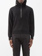 Tom Ford - Leather-trim Zip-up Wool Sweater - Mens - Black