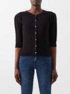 Frame - Shrunken Crystal-button Silk-blend Cardigan - Womens - Black