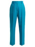 Matchesfashion.com Racil - Charlie High Rise Wool Trousers - Womens - Blue