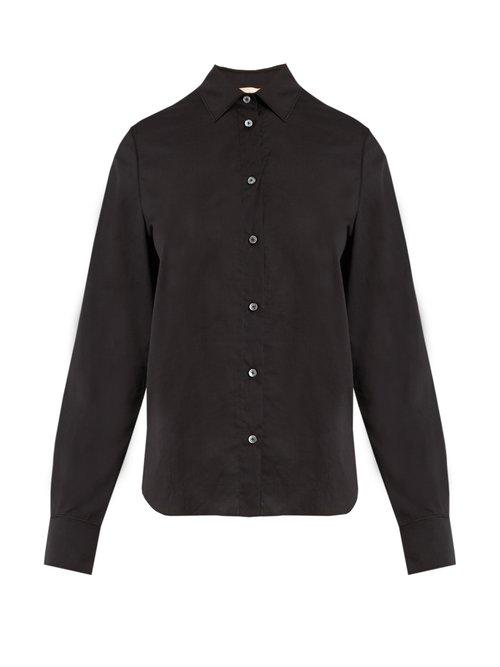 Matchesfashion.com Brock Collection - Baylee Point Collar Cotton Voile Shirt - Womens - Black