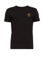Matchesfashion.com Versace - Logo Print Crew Neck Cotton Jersey T Shirt - Mens - Black
