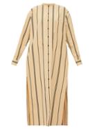 Matchesfashion.com Jil Sander - Striped Side-slit Cotton-poplin Kaftan - Womens - Beige Multi