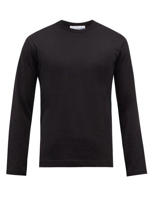 Comme Des Garons Shirt - Logo-print Cotton-jersey Long-sleeved T-shirt - Mens - Black