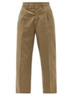 Matchesfashion.com Myar - High-rise Pleated Cotton-blend Cropped Trousers - Womens - Khaki