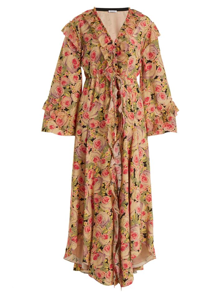 Vilshenko Kateryna Peony-print Silk Crepe De Chine Dress